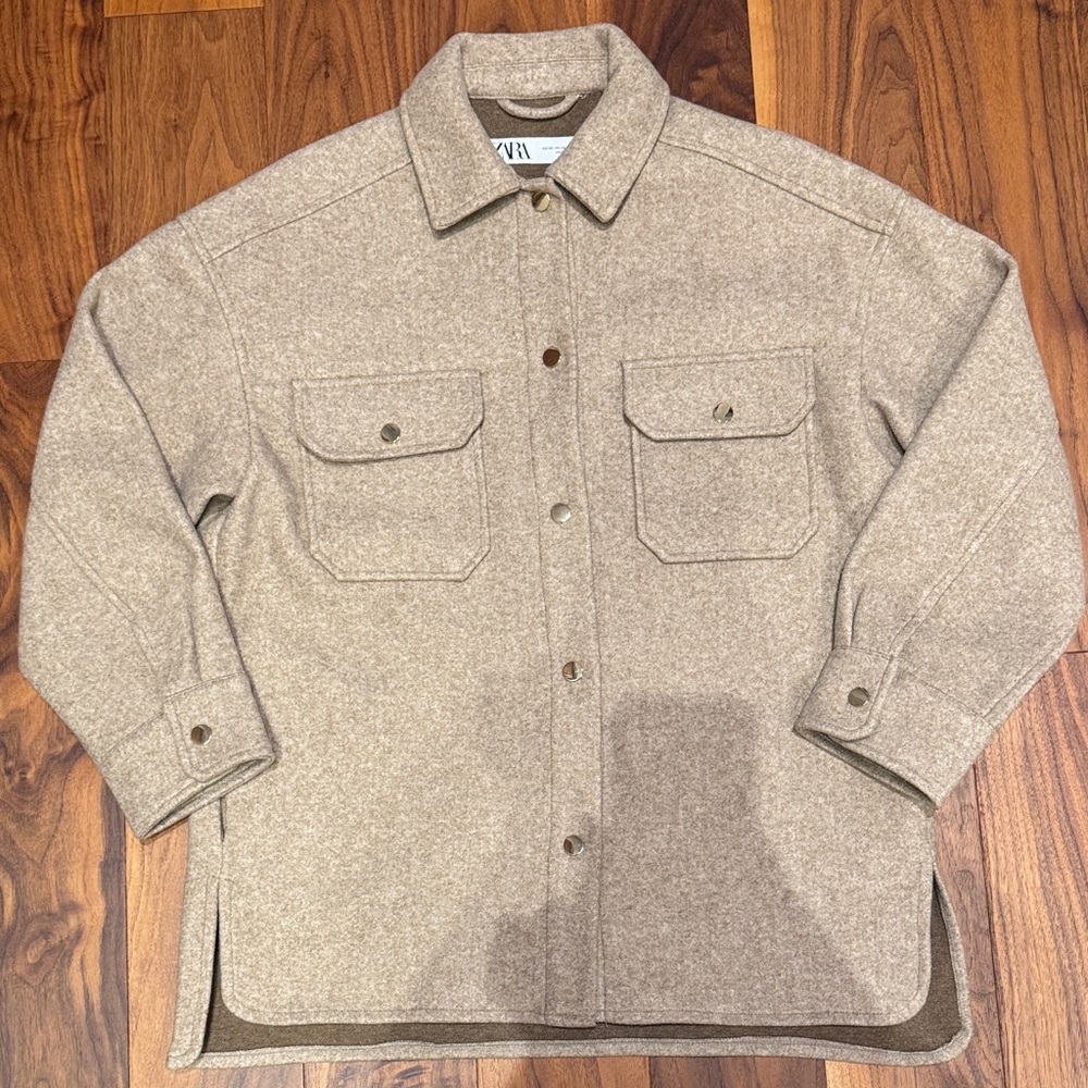 Zara Beige Wool Blend Coat - US: XS